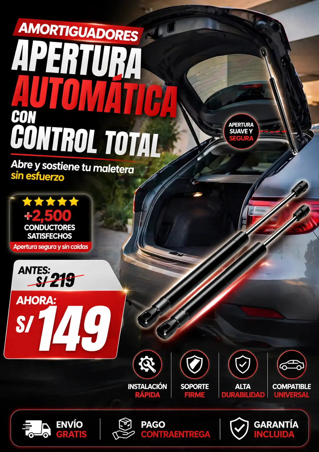 Amortiguadores de Gas para Maletero de Coche