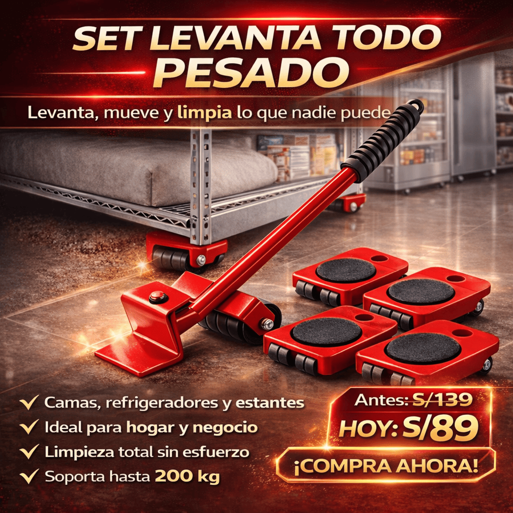Sistema profesional para levantar, mover y limpiar muebles pesados sin esfuerzo