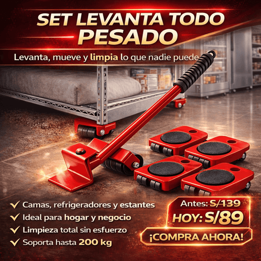 Sistema profesional para levantar, mover y limpiar muebles pesados sin esfuerzo