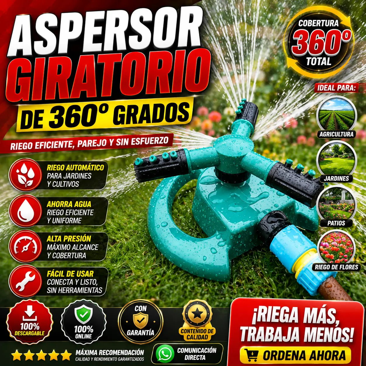 Aspersor giratorio de 360 grados